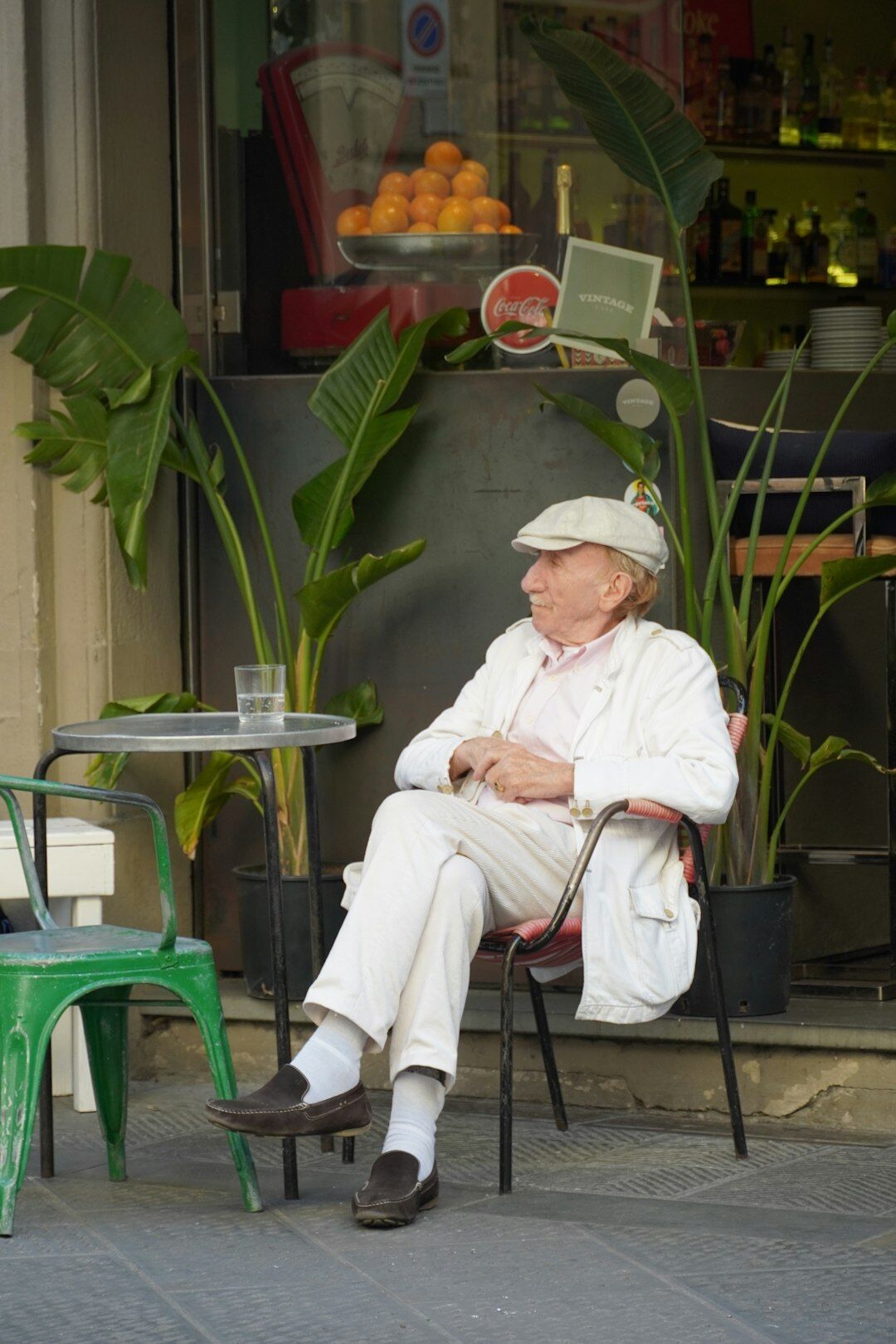 elderly man relaxing outdoors